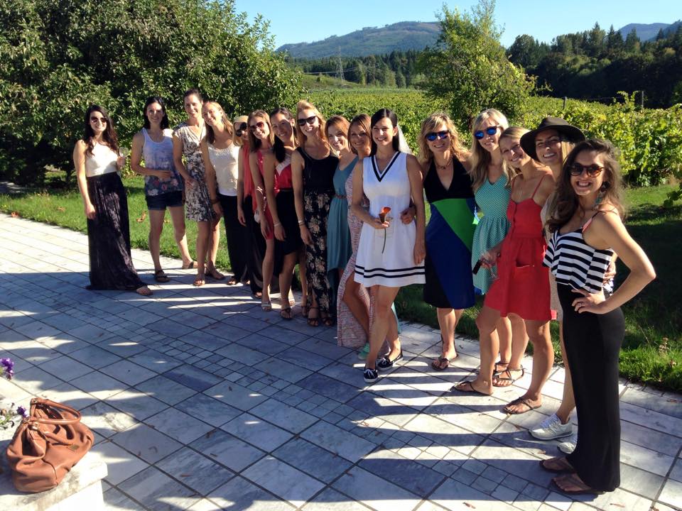 Zanatta winery view from terrace with happy ladies